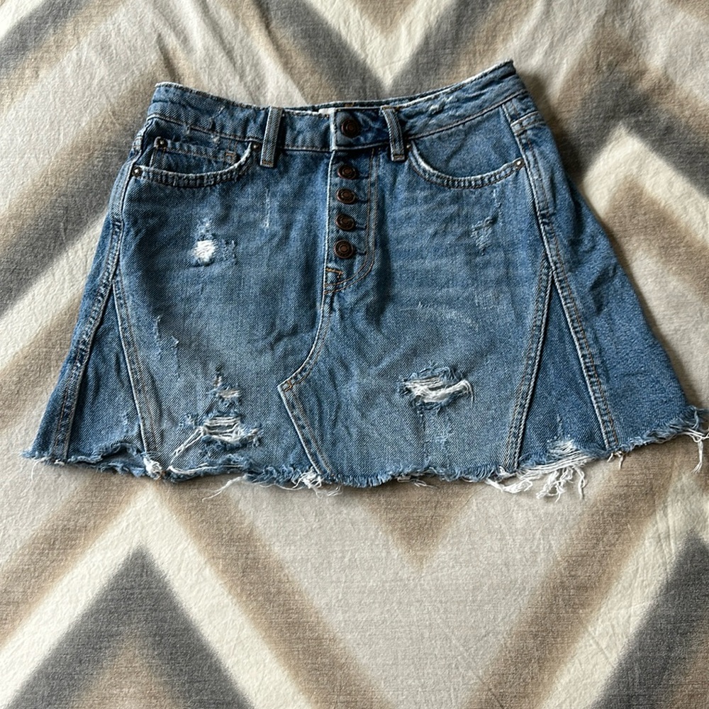 We the Free distressed denim skirt